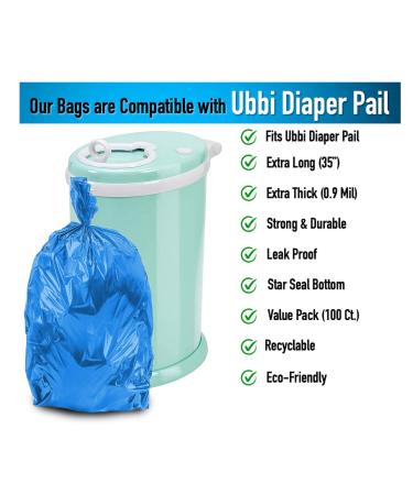Disposable Diaper Pail Refill Plastic Bag (100 count) Compatible with Ubbi Diaper Bag Pail 13 Gal Capacity Diaper Pail Bag Fits 8 Gallon Medium Kitchen Trash Bag Heavy Duty Large Garbage Bag  100 Bags Blue - Large - Buy Online on GoSupps.com