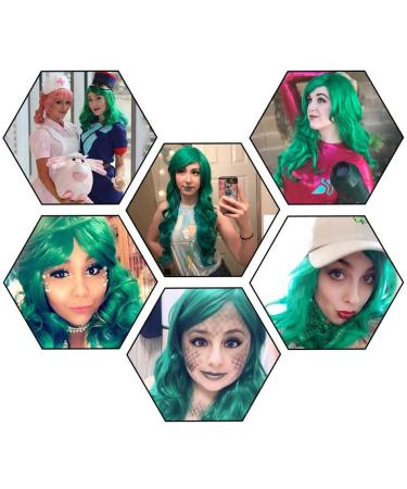 ColorfulPanda Long Wavy Green Ombre Cosplay Wig for Women - Synthetic Hair Halloween Party Wig - Buy Online on GoSupps.com