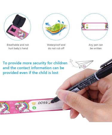 Vicloon Safety Wristband Bracelets 8 Pcs for Kids - Waterproof Reusable Child ID Bracelet with Pen - Anti Lost Emergency Bracelet for Boys, Girls, Toddler - Mermaid & Unicorn Design - Buy Online on GoSupps.com
