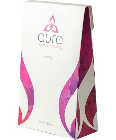  aura HappyT | Aura Herbal Tea | Revitalizes the heart and mind | Happy Tea: 20 tea bags | Functional herbal tea | 100% natural ingredients | Vegan and cruelty-free | Wellness tea - Buy Online on GoSupps.com