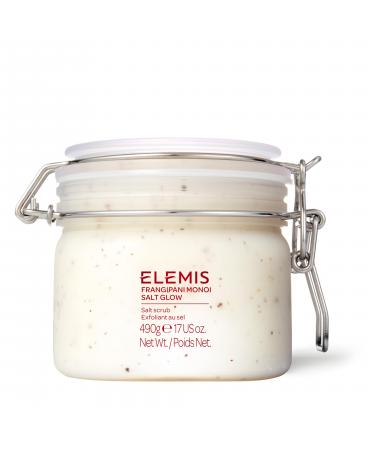 ELEMIS Frangipani Monoi Salt Glow Skin Softening Salt Body Scrub to Exfoliate Smooth and Soften Lightly Scented Exfoliating Scrub Infused with Minerals to Cleanse and Hydrate Skin 490g