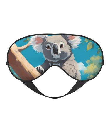 A Happy Koala Unisex Elastic Adjustable Buckle Design Blackout Sleep Eye Mask for Home Travel Yoga Office Nap