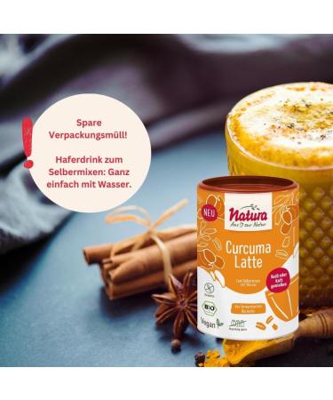 Natura Organic Curcuma Latte Oat Drink Powder - Gluten-Free & Vegan - Instant 250g for 2.5 Liters - Fermented Oats - Buy Online on GoSupps.com