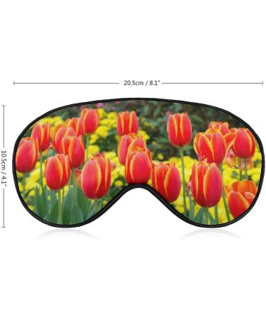 Beautiful Red Tulips Sleep Mask | Soft Light-Blocking Eye Cover for Women | Adjustable Flower Blindfold & Eyeshade - Buy Online on GoSupps.com