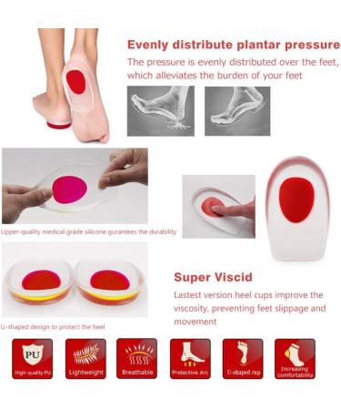 Silicone Gel Heel Cups - Medical Grade Shoe Inserts for Plantar Fasciitis Relief (Pack of 1) - Buy Online on GoSupps.com