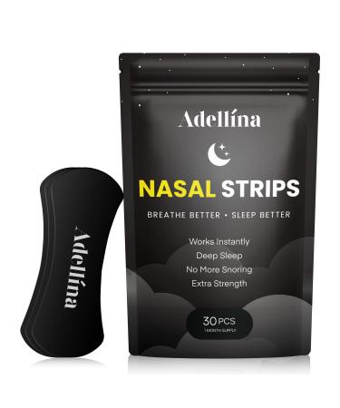 Nasal Strips for Snoring: Extra Strength Nose Strips for Breathing (30 Ct) - Nasal Congestion Relief Strips for Better Sleep - Works Instantly to Remove Snoring for Men and Women