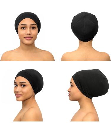 Silk Satin Hair Wrap Cap for Sleeping | Adjustable Night Beanie for Curly Hair, Braids & Locs - Black - Buy Online on GoSupps.com
