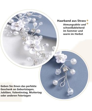 Buy Komunj Flower Hair Jewelry for Brides - Silver Pearl Wedding Hair Vines & Crystal Accessories for Women & Girls - Buy Online on GoSupps.com