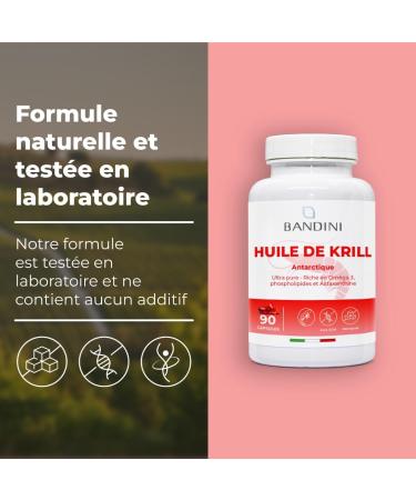 Bandini Pure Antarctic Krill Oil 3000mg Omega 3 | 465mg DHA and EPA 1200mg Marine Phospholipids Source of Astaxanthin Essential Fatty Acids Omega-3 | Ideal for the Heart - 90 Capsules - Buy Online on GoSupps.com
