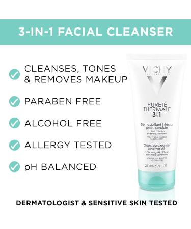 Vichy Puret Thermale One Step Cleanser 6.7 Fl Oz - Gentle Makeup Remover & Toner for Sensitive Skin - Buy Online on GoSupps.com