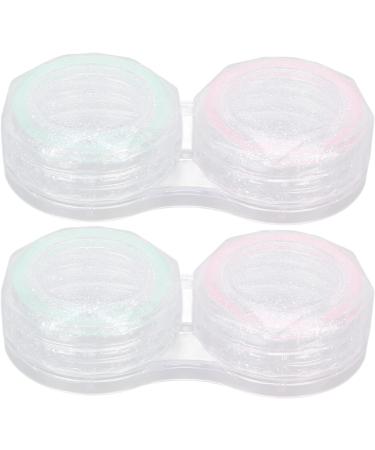 Verdant Touch Portable Contact Lens Box Set | Glittering 2-Pack Travel Storage with Tweezers | Multicolored Contact Lens Case | International Shipping Available - Buy Online on GoSupps.com