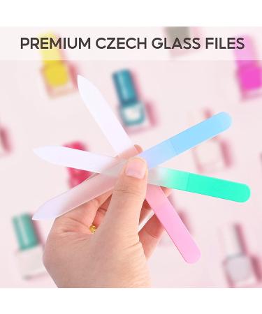Glass Nail File Set with Case - Double Sided Etched Fingernail Files for Natural Nails - 3 Pack Professional Manicure Tool - Czech Glass Unique Gift for Women - Buy Online on GoSupps.com