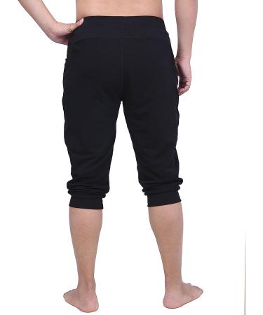 HDE Men's 3/4 Workout Jogger Yoga Capri Shorts with Pockets - Large Black - Buy Online on GoSupps.com