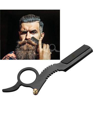 Premium Black Stainless Steel Manual Razor for Men's Face Shaving - Precision Thumb Grip - Buy Online on GoSupps.com