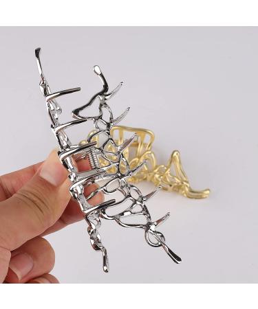 AOPRIE Metal Hair Clips for Women - Large Size Claw Clip 2 Count - Hair Accessories for Girls in Gold and Silver - Buy Online on GoSupps.com