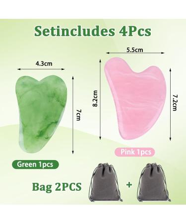 2pcs Gua Sha Stone Set for Face Massage | Premium Gray Velvet Pouch | Enhance Your Beauty Routine - Buy Online on GoSupps.com