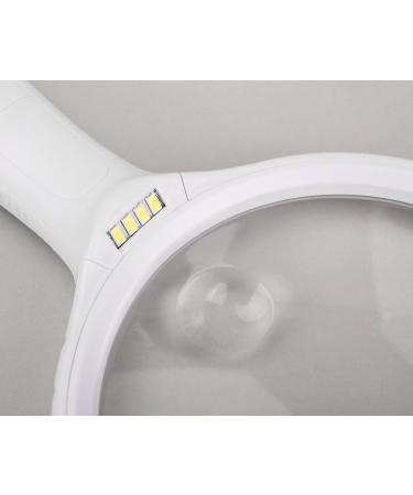 Meichoon Handheld Magnifier 3x 10x Magnification | Extra Large Optical Lens | 4 LEDs Illuminated | Ideal for Elderly Reading and Children's Exploration - White - Buy Online on GoSupps.com