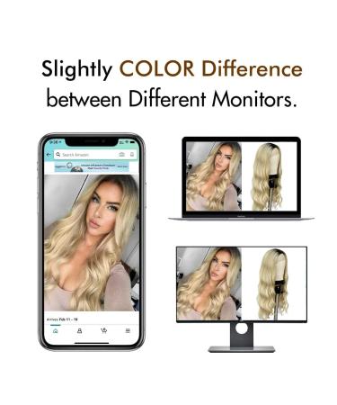 ALIMICE Long Blonde Lace Front Wig | Wavy Ombre Synthetic Hair with Dark Roots - Ideal for Parties and Daily Wear - Buy Online on GoSupps.com