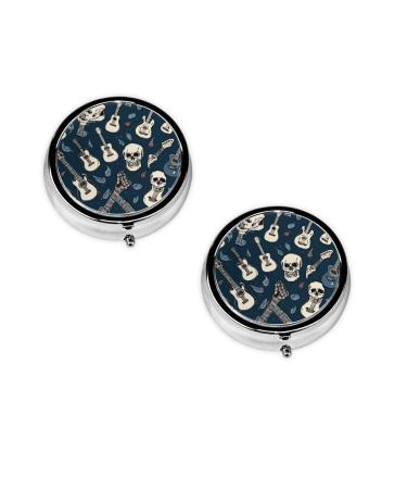 Mexican Skull Printed Mini Round Pill Box Pill Box 3 Compartment Medicine Pill Case Pill Organizer Travel Pillbox Portable Pill Box for Pocket Home Office Use
