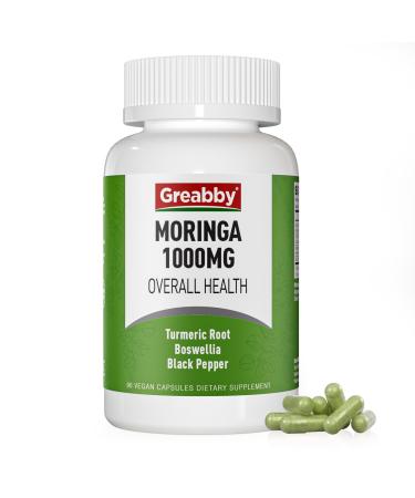 GREABBY Moringa Capsules for Women Men with Turmeric & Boswellia Immune Health Support for Officers Joint & Digest & Nerve & Heart 90 Small Size Capsules