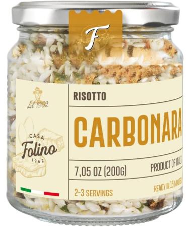  CasaFolino Sibari Carnaroli Rice Carbonara Rice 200g with greens in a reusable glass container Genuino product ready in minutes - 100% Made in Italy - Buy Online on GoSupps.com