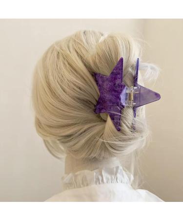 Starry Sky & Stripe Hair Claw Clips 3.3 Inch - Medium Large Acrylic Claw Clips for Women - Cute Hair Accessories for Thick & Thin Hair - Buy Online on GoSupps.com