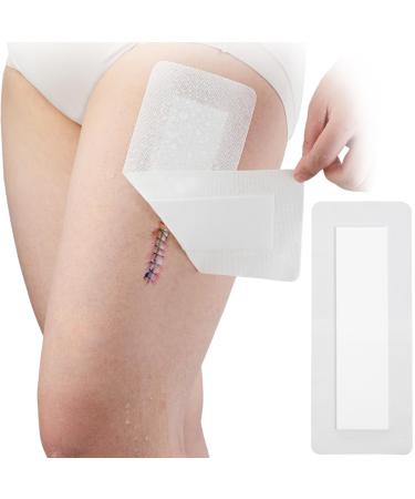 Waterproof Adhesive Island Wound Dressings Breathable Bordered Gauze Knee Replacement Bandage Patches with Non-Stick Pad for Hip Shoulder Back Elbow Abdominal Post Surgical 4"x12"(Pack of 10) 4x12 Inch (Pack of 10)