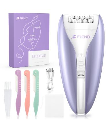 Facial Epilator for Women Cordless & Rechargeable Electric Lady Shaver Mini Epilator with 2 Speeds 32 Tweezers Covered Electric Hair Remover for Face Legs Arms Armpit Bikini Purple