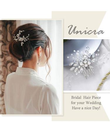 Unicra Bridal Wedding Hair Comb - Silver Crystal & Pearl Hair Accessories for Women & Girls - Buy Online on GoSupps.com