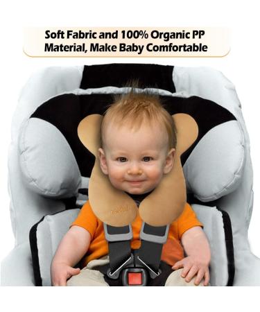 KAKIBLIN Baby Travel Pillow | Head & Neck Support for Car Seat and Pushchair | Brown | 0-1 Years Old - Buy Online on GoSupps.com