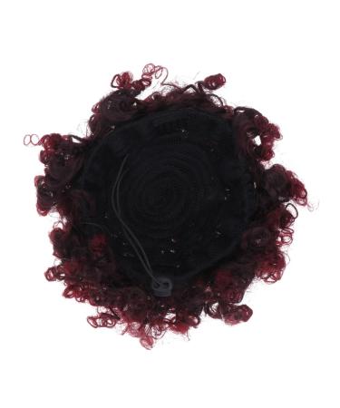 Beavorty african short wigs hairball head wig afro hair extension black wigs headband for wigs Fluffy Hair Buds wig headband hair Decoration Head Accessory for Daily Wear ponytail curly 20X6cm Claret