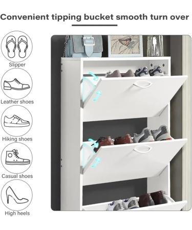 Stackable 3 Flip Drawers Shoe Cabinet Freestanding Shoe Rack Shoe Storage Cupboard Organizer Shoe Organizer White Shoe (Color : Black) - Buy Online on GoSupps.com