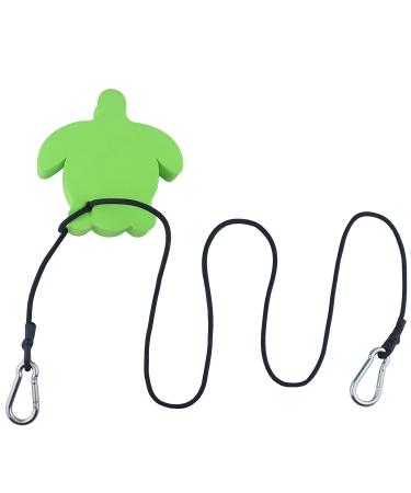 Bungee Line with EVA Turtle Floating Marker Buoy & Stainless Steel Clip - Great for Trail Markers, Swim Buoy, Kayak Drift Sock Anchor Kit, Crab Trap & Boats Tow Leash Accessories (Green)