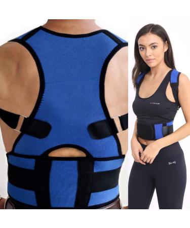 Posture Corrector Deluxe Magnetic Adjustable Straps Neoprene Four Colours (2XL Blue) 2XL Blue