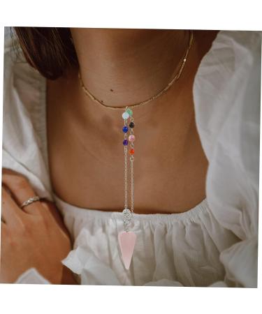 Anneome Hexagonal Cone Pendant Beads Necklace Charm Necklace Prism Crystal Taper Pendant Turquoise Window Pink 26x1.9cm - Buy Online on GoSupps.com