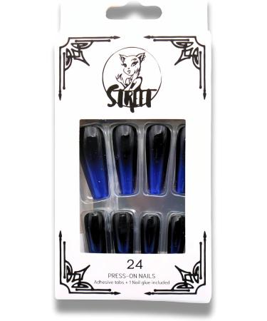 StreetKitty Press On Nails Radiant Ombre Collection Radiant Ombre Colors Long Nail Shapes 24pc Fake Nails Kit Press on Nails Nail Arts (Midnight Shimmer Ombre Long Coffin) Midnight Shimmer Ombre 1 count (Pack of 1) - Buy Online on GoSupps.com