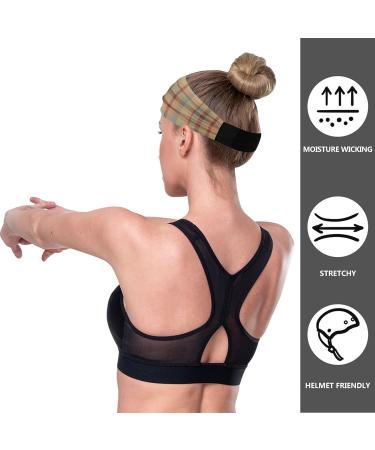 ElliTarr Women's Non-Slip Sweatband Headband - Brown Plaid | Sports Headband for Running, Yoga, Workout - Buy Online on GoSupps.com