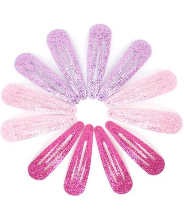 Glittery Metal Hair Clips for Girls - Purple Fuchsia & Pink | International Shipping Available - Buy Online on GoSupps.com