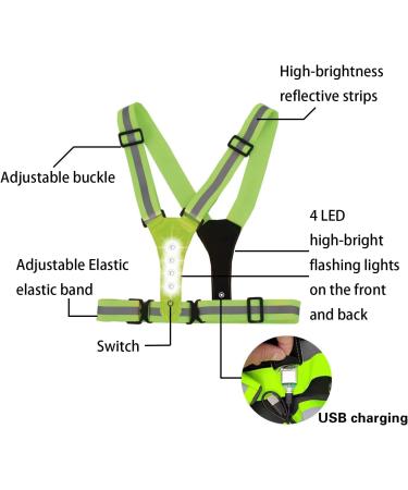 LED Reflective Running Vest | High Visibility Safety Gear for Night Running, Walking, Cycling | Adjustable Elastic Fit | Rechargeable Lights for Runners - Buy Online on GoSupps.com