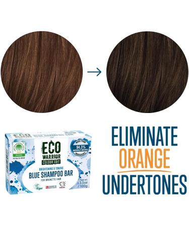 Eco Warrior Blue Shampoo Bar - Vegan, Cruelty Free, Brightening & Toning Brunette Hair Shampoo | Squalane, Shea Butter, No SLS/Parabens | Eco Friendly 100g - Buy Online on GoSupps.com