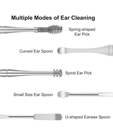 Layhou Ear Wax Remover Kit - 10Pcs Stainless Steel Earpick Set for Earwax Removal with Storage Pouch - Black - Buy Online on GoSupps.com