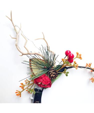 Wedity LED Glowing Tiara Reindeer Antlers Hair Accessories Christmas Party Feather Hair Hoop Headwear Hair Accessories for Women Girls (A) - Buy Online on GoSupps.com