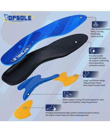 TOPSOLE Orthotic Insoles | Plantar Fasciitis & Arch Support | Relief for Flat Feet, Foot Pain, High Arches, Overpronation | Men & Women UK-7-26cm Blue - Buy Online on GoSupps.com