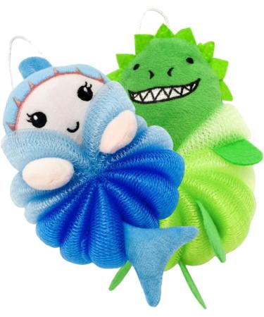 Housoutil 4 Pcs Children's Bath Ball - Soft Animal Mesh Sponge Pouf for Newborns | Portable Bath Supplies - Buy Online on GoSupps.com