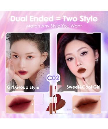 FOCALLURE 2 in 1 Dual Head Matte Velvet Lip Gloss | Long-Lasting Waterproof Liquid Lipstick | Non-Cracking & Anti-Transfer Makeup C01 - Buy Online on GoSupps.com