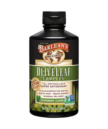 Barlean's Peppermint Olive Leaf Complex Supplement with 95 mg Oleuropein - Non-GMO, Sustainably Sourced, Kosher  16 oz
