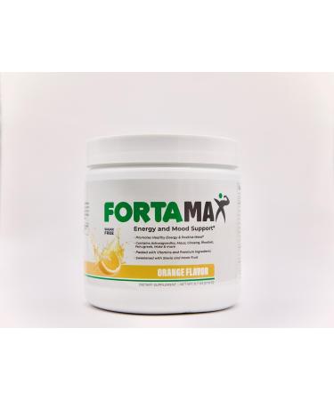 FortaMax Energy and Mood Support Citrus Orange Powder Sugar-Free Daily Supplement with Ashwagandha Maca Rhodiola Ginseng Sweetened with Stevia & Monk Fruit 30 Servings
