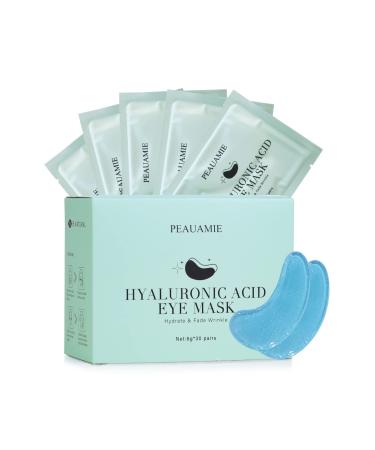 Under Eye Patchs (30 Pairs) Hyaluronic Acid Eye Mask for Dark Circles and Puffiness Wrinkle Eye Bags (Hyaluronic Acid) Blue