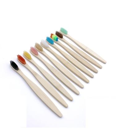 Suicra toothbrushes 10 pieces natural mixed color toothbrush environmentally degradable biodegradable wood toothbrush soft bristle oral care toothbrush