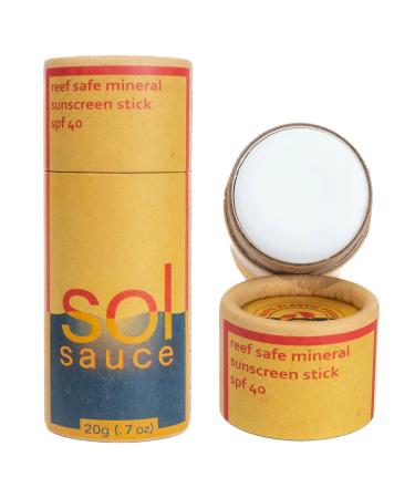 Sol Sauce Mineral Sunscreen Stick SPF 40+ Quality Natural Ingredient Water Resistant Reef Safe Only Zinc Kid Safe (Natural (White))